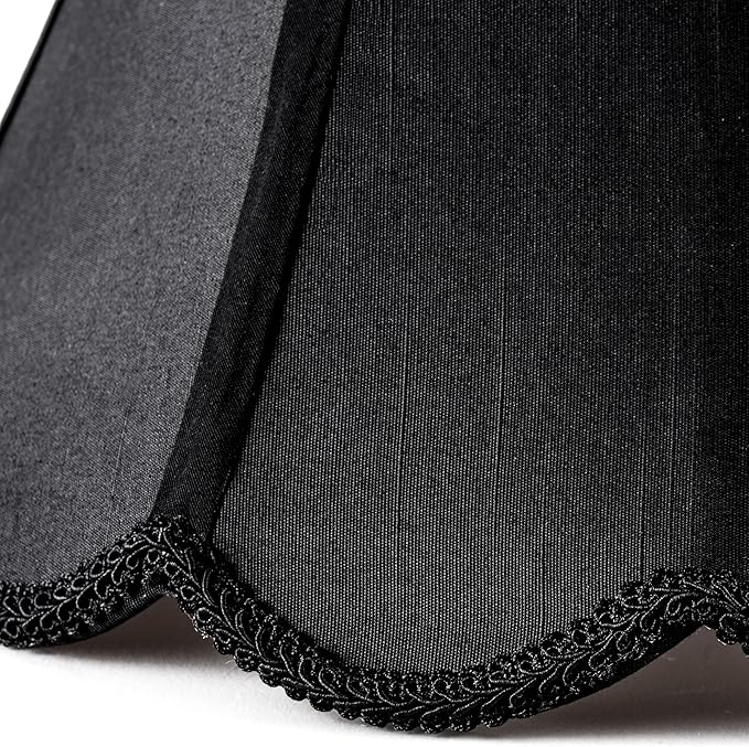 GOSO Black Scalloped Lamp Shades Set of 2 Medium Replac, Braids - Image 3