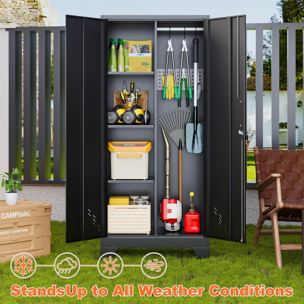 storage cabinet 61" h, metal outdoor sheds with, package contents