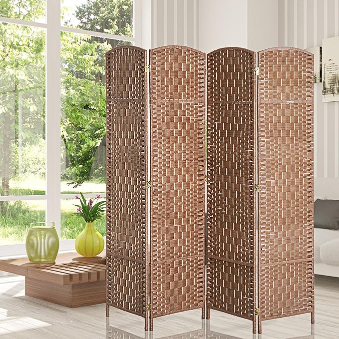 HOMCOM Room Divider, 4 Panel Folding Privacy Screen, 6FT Tall Portable Wicker - Image 6