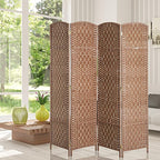 HOMCOM Room Divider, 4 Panel Folding Privacy Screen, 6FT Tall Portable Wicker - Image 6