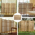 68.9Inch Folding Room Divider, 6 Panels Wood Carved Privacy Screens, Free - Image 7