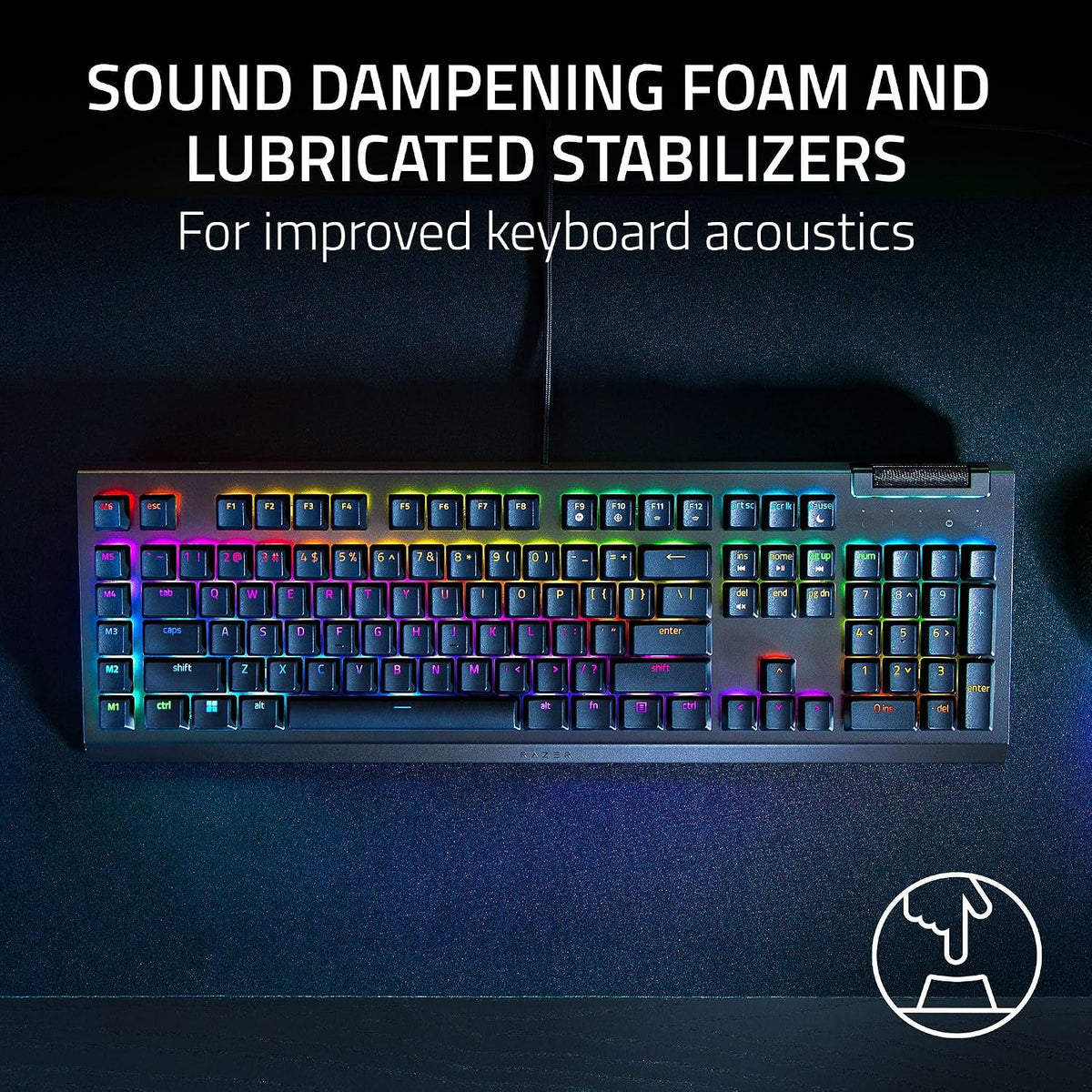 Razer BlackWidow V4 X Mechanical Gaming Keyboard, Yellow Switches, Black