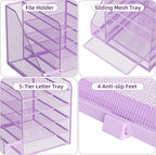 Marbrasse Desk Organizers and Accessories, 5-Tier Paper Letter Tray Organizer - Image 4