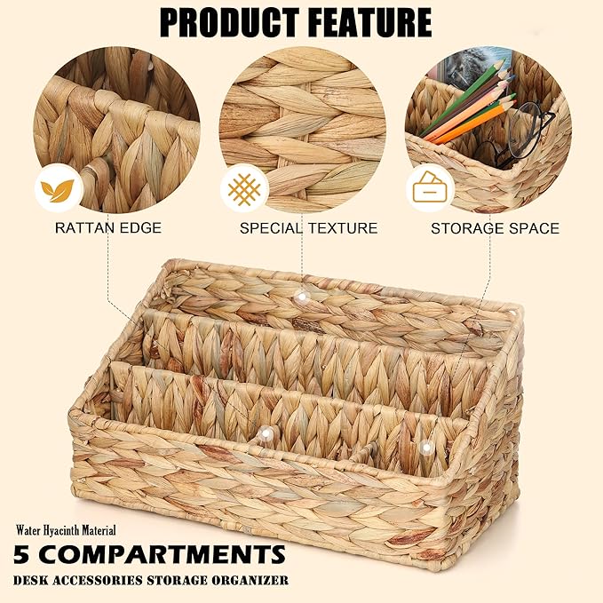 Boershun Desk Organizer – Countertop Mail Organizer, Magazine Holder, Boho - Image 4