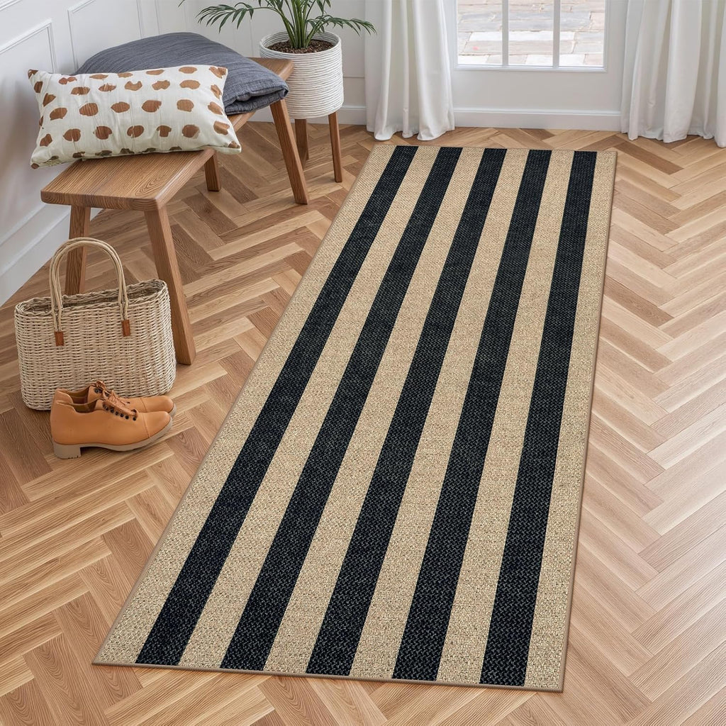 lahome striped easy jute outdoor runner rug, 2x6, main product view