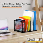 Kuntine.B Desk File Organizer 5 Sections Upright Mesh Desktop Organizer File - Image 7