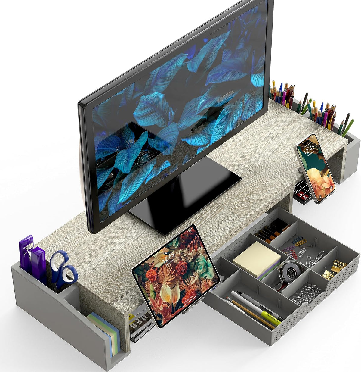 simple houseware desk dual monitor stand riser with, main product view