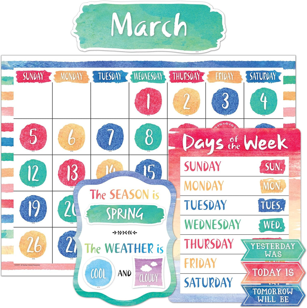 Teacher Created Resources Watercolor Calendar Bulletin Board (TCR8971)