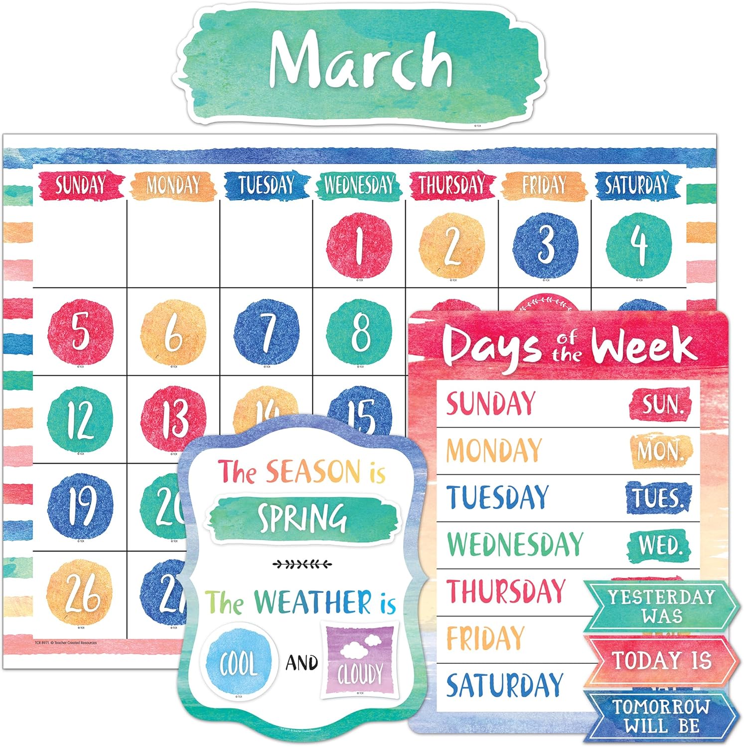 Teacher Created Resources Watercolor Calendar Bulletin Board (TCR8971)