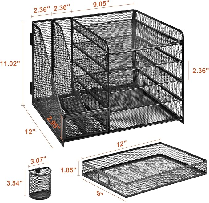 Marbrasse Desk Organizer with File Holder, 5-Tier Paper Letter Tray Organizer - Image 6