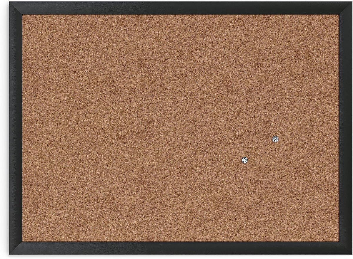 U Brands Cork Bulletin Board, 17" x 23", Black Wood Frame
