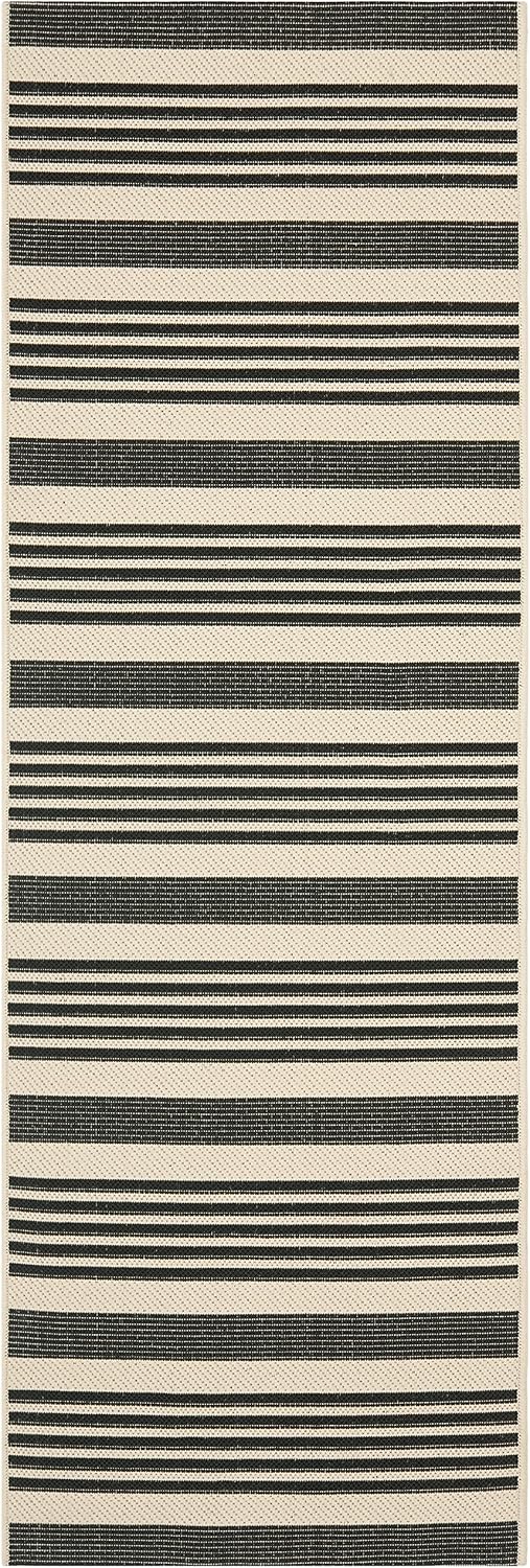 safavieh courtyard outdoor runner rug 2'3"x6'7", black & shown in use