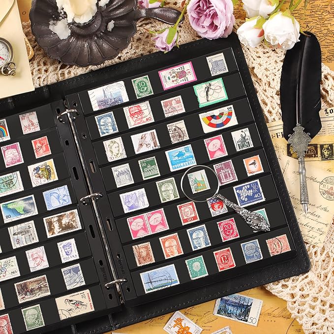 10 Sheets 20 Pages Postage Stamp Album Pages, 8 Pockets 7.7X 1.18in Stamp - Image 7