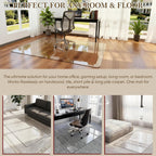 Tempered Glass Chair Mat for Hardwood Floor & Low Pile Carpet, 30" x 48" Heavy Duty Office Chair Mat with Non-Slip Pads, Scratch Resistant Floor Protector for Home Office