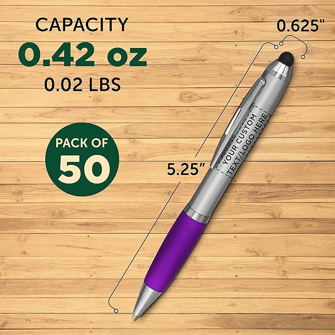 DISCOUNT PROMOS Custom Stylus Ballpoint Pens Set of 50, Personalized Bulk Pack - Image 5
