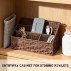DINGTAI Rattan Desk Organizer, Tabletop Mail Holder, 5 Slot Mail Organizer - Image 4