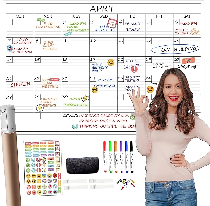 Large Dry Erase Wall Calendar by CleverClean