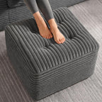 23.6in pouf ottoman, corduroy footstool foot rest floor, main product view