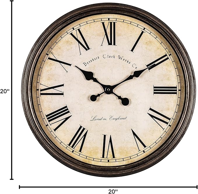 Bernhard Products Large Decorative Wall Clock 20 Inch Silent Non Ticking - Image 6