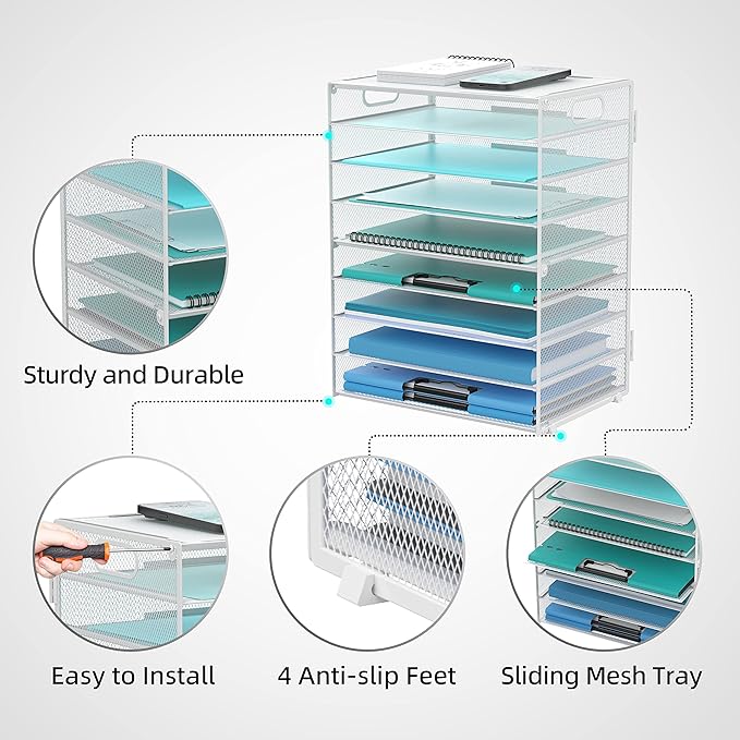 DALTACK 9-Tier Paper Letter Tray Desk Organizer - Image 4