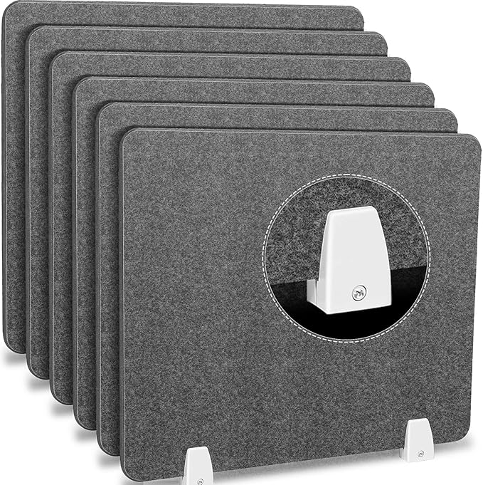 6 Pcs Desk Divider Privacy Panel 20 x 24 Clamp-on Acoustic Freestanding Desktop by Henoyso