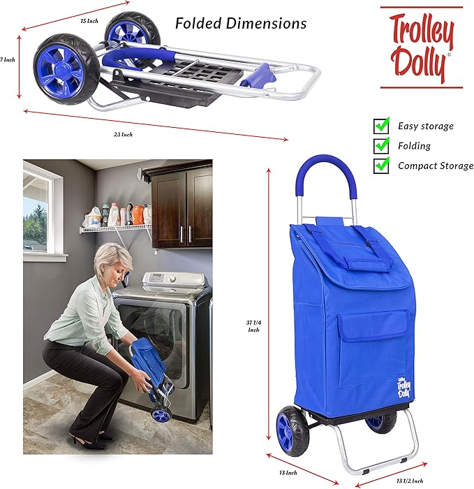 dbest products Trolley Dolly Blue Foldable Shopping cart - Image 5
