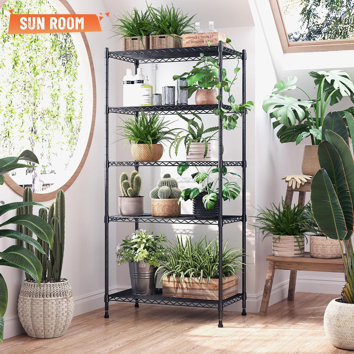 romorgniz 5-tier adjustable wire shelving, 1010lbs, kitchen pantry on a desk or shelf