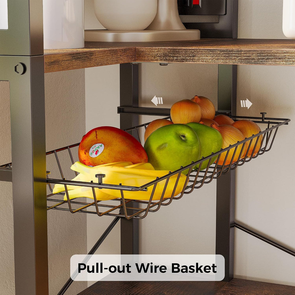 IRONCK Bakers Rack with Storage, Corner Coffee Bar with Power Outlet