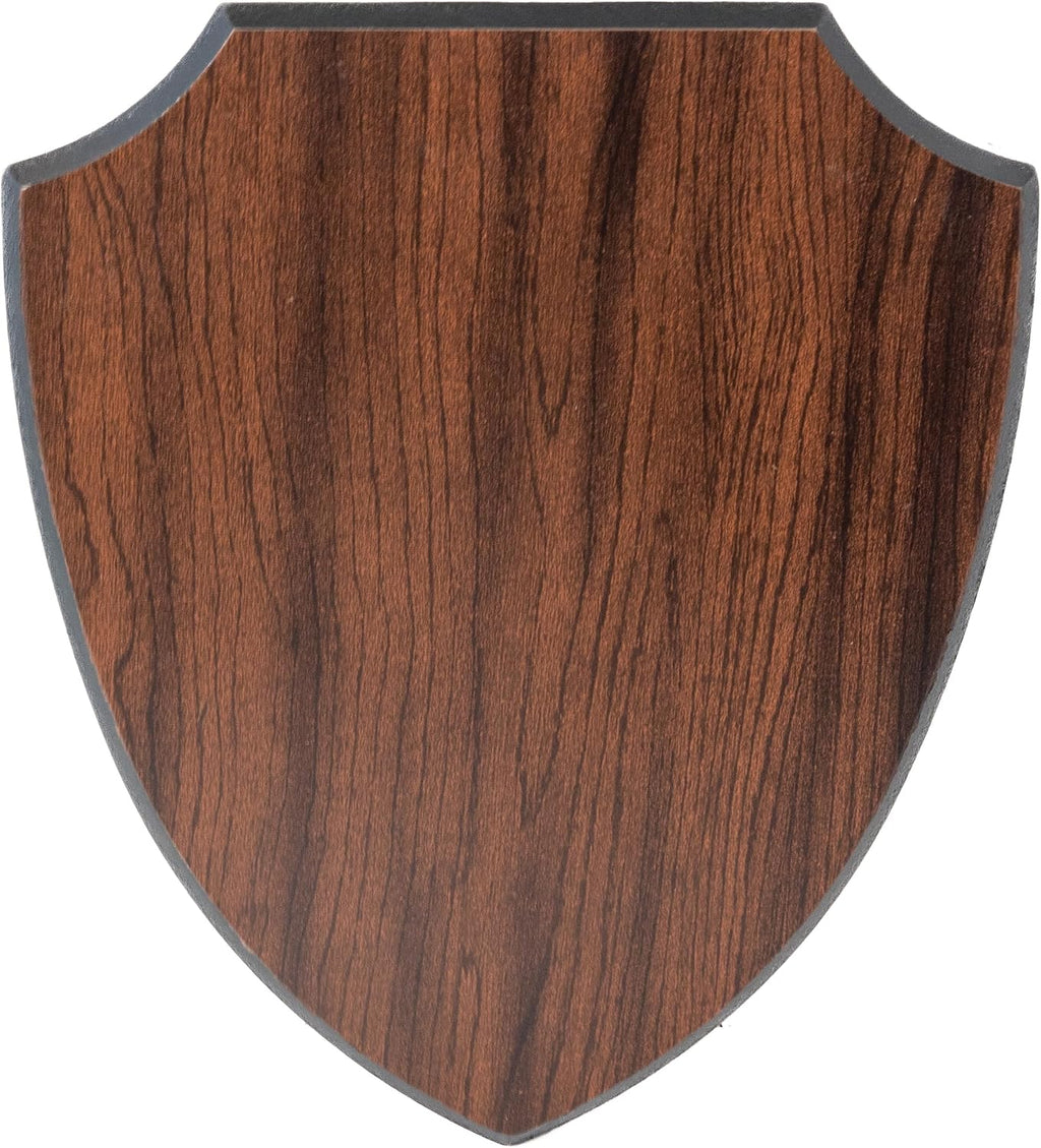 Premium Shield Plaque Wooden Display Multiple Sizes for Engraving, Arts & Crafts | DIY Award Plaque Blanks, Mounting & Display Bases with Easy Hanging Keyhole (Cherry finish, 6 1/8"x 7 3/4")