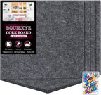 Bouiexye Felt Cork Board Tiles 6 Pack Grey Bulletin Boards 12"x12" by LooksForwardtoSeeingYou