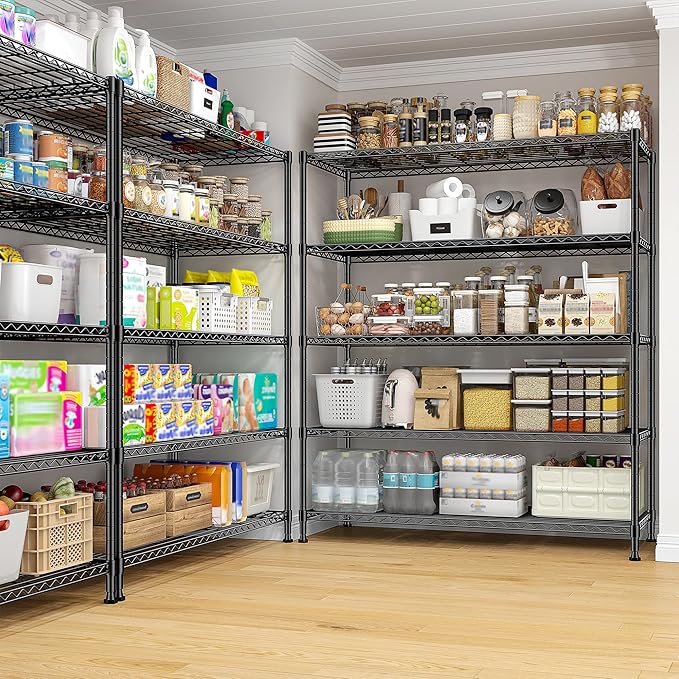 45 "W Storage Shelves 5 Tier Wire Shelving Unit Adjustable Metal Shelving Wire - Image 5
