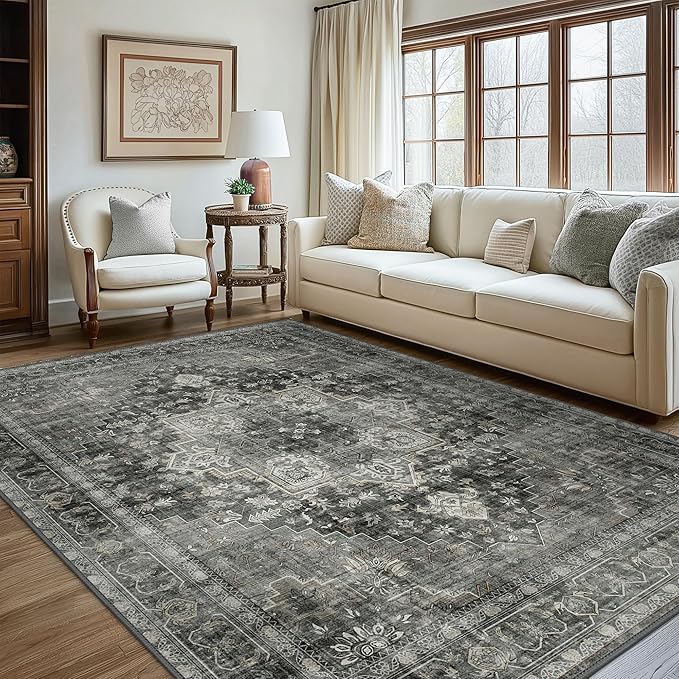 GENIMO 8x10 Area Rugs for Living Room, Machine Washable Non Slip Vintage Rugs - Image 2