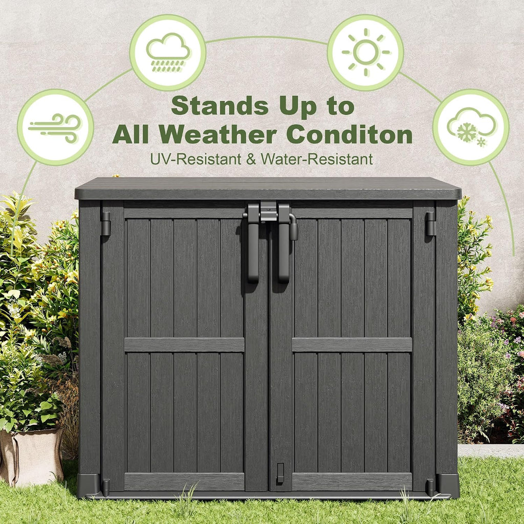 36 cu ft resin outdoor storage shed, weatherproof, package contents