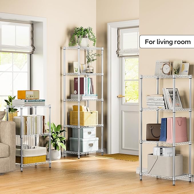 M MZG 4 Tiers Shelf Metal Storage Shelves Wire Rack Closet Organizers - Image 2