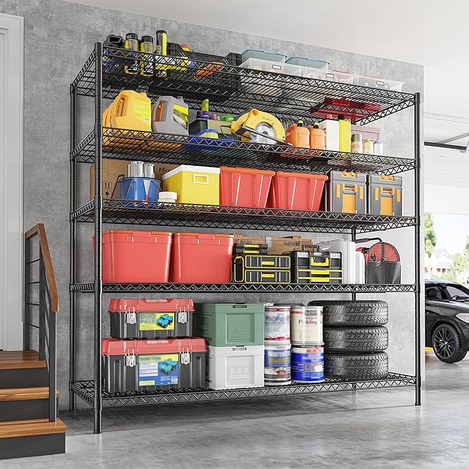 REIBII 55.5" W Storage Shelves 3200LBS Metal Shelving 5 Tier Wire Shelving Unit - Image 8