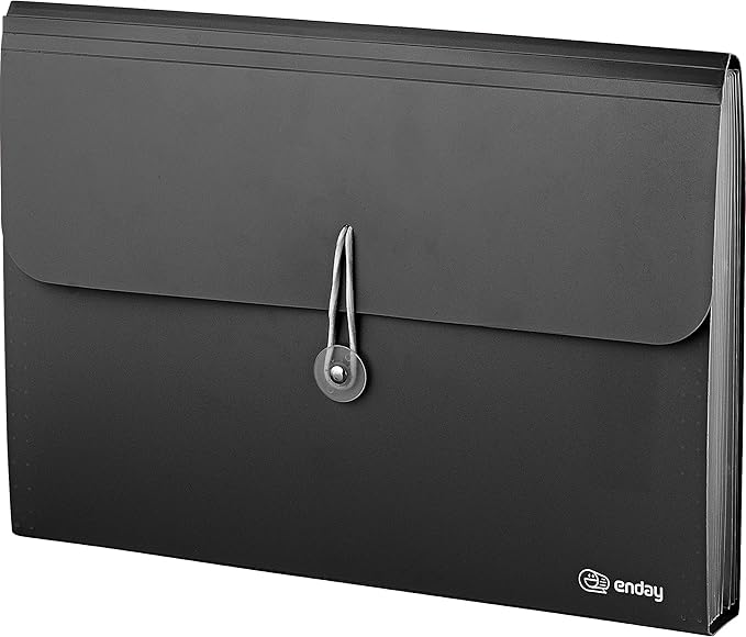 Accordion File Organizer Black, 13 Pocket Expanding File and Cover Folder by ENDAY