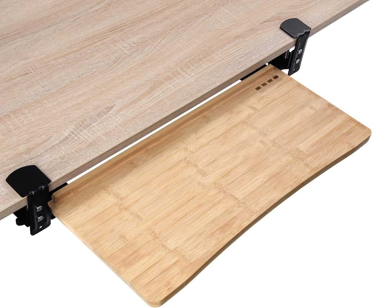 D'vine Dev Keyboard Tray Under Desk with Wrist Rest, Bamboo Wood Keyboard...