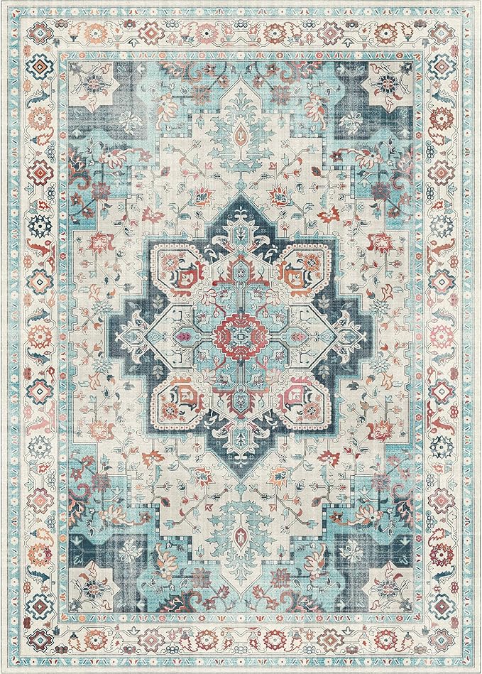 GENIMO 8x10 Area Rugs for Living Room, Machine Washable Non Slip Rugs, Low Pile - Image 5