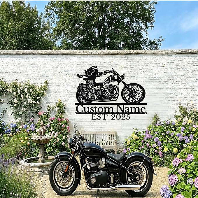 Custom Motorcycle Metal Sign Personalized Biker Name Sign Motorcycle Wall Art - Image 3