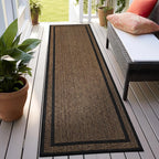 rugshop border jute-style indoor outdoor runner rug dark, close-up detail