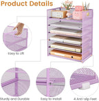 Subekyu 6-Tier Desk Paper Organizer, Desktop File Letter Tray - Image 5