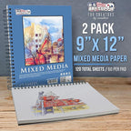 U.S. Art Supply 9"x12" Mixed Media Sketchbook, 2 Pack, 98 lb - Image 2