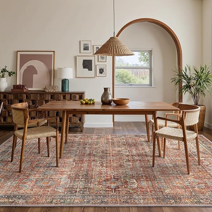 GENIMO 6x9 Area Rugs for Living Room, Machine Washable Non Slip Vintage Rugs - Image 3