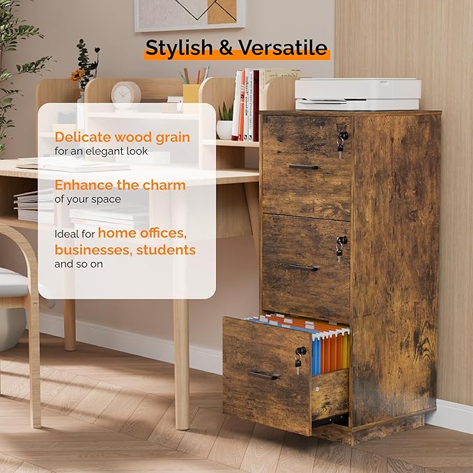 VINGLI 3 Drawer File Cabinet - Image 5