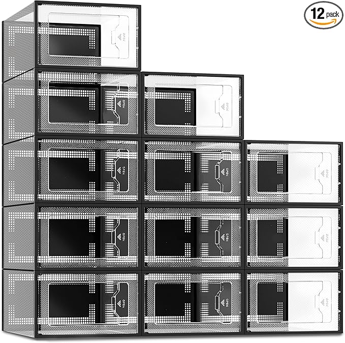 SEE SPRING 12 Pack Shoe Storage Box, Space Saving Shoe Rack by SEESPRING
