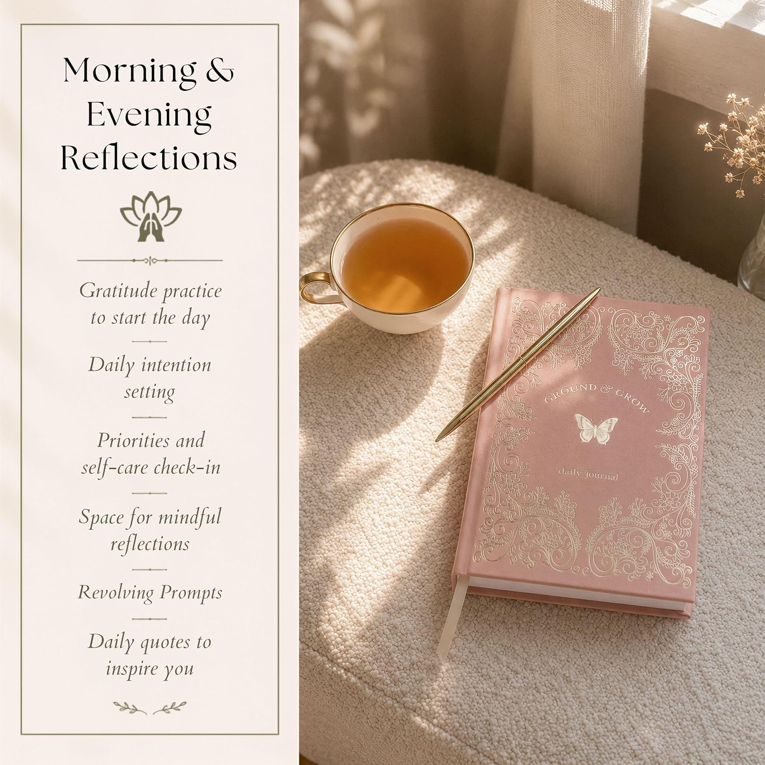 Guided Mindfulness Journal for Women | 12 Weeks of Morning & Evening Prompts, Gratitude Practice & Weekly Coloring Pages | Self-Care Gift for Stress Relief, Balance & Personal Growth