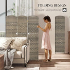 HOMCOM 3 Panel Room Divider, Hand-Woven Freestanding Wall Partition - Image 3