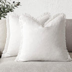 Foindtower Set of 2 Decorative Linen Fringe Throw Pillow Covers Cozy Boho by Foindtower