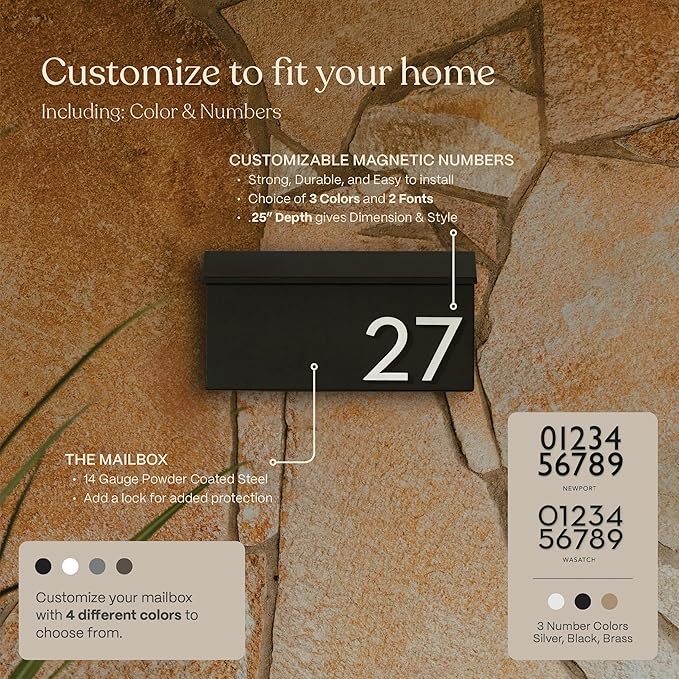 post & porch The OG Mailbox | Wall Mounted Mailbox | Black/Brown/White/Grey - Image 3