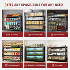 79" wide metal garage shelves, 7000lbs storage shelving showing dimensions